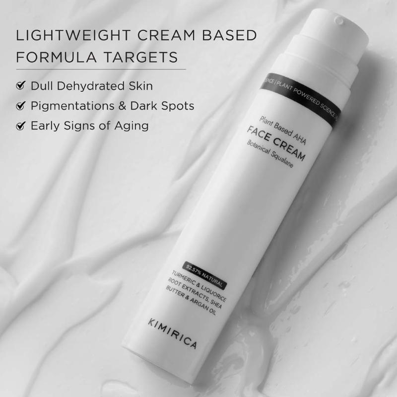 Kimirica Brightening And Hydrating Face Cream With Plant Based AHA, Squalane, Butter & Argan Oil