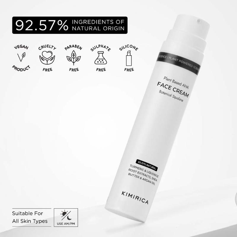 Kimirica Brightening And Hydrating Face Cream With Plant Based AHA, Squalane, Butter & Argan Oil