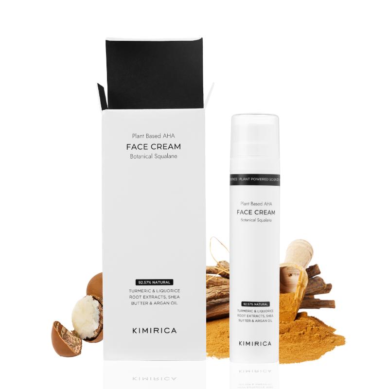 Kimirica Brightening And Hydrating Face Cream With Plant Based AHA, Squalane, Butter & Argan Oil