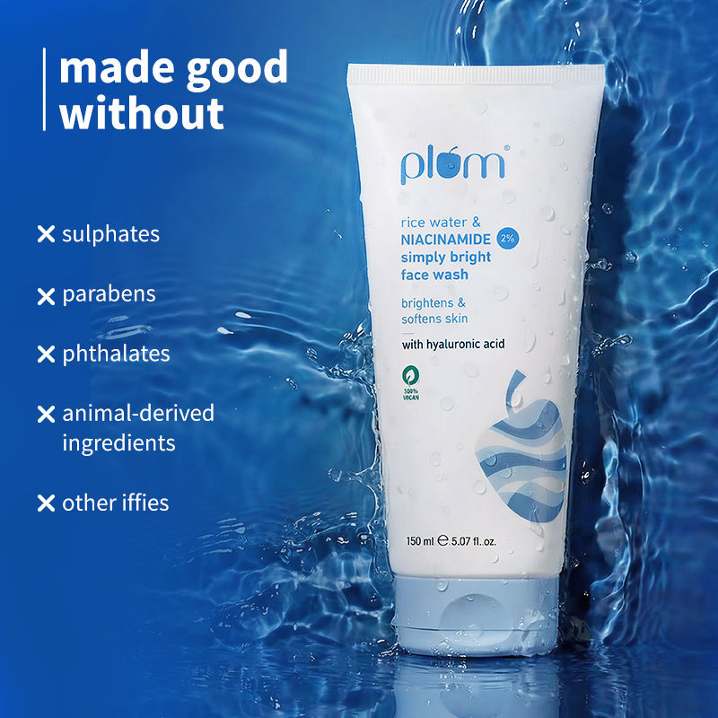 Plum 2% Niacinamide Face Wash With Rice Water For Oily Skin, Brightens & Hydrates