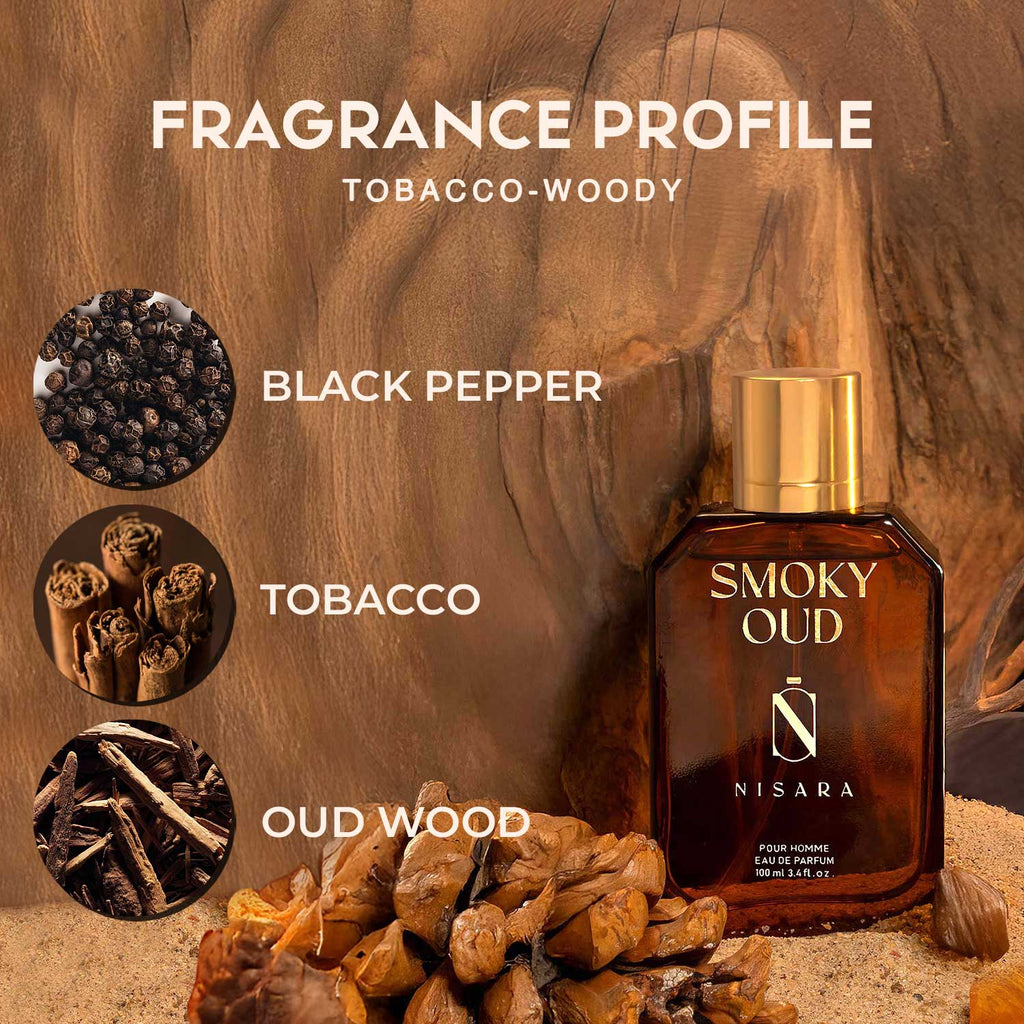 NISARA Smoky Oud - Perfume For Men,Eau De Parfum,Long Lasting Tobacco-Woody Fragrance