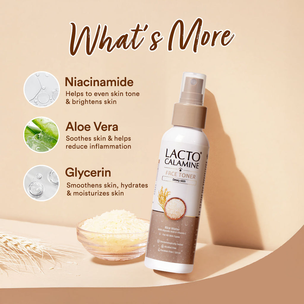 Lacto Calamine Rice Toner-Korean Glass Skin+ Smoothening Glow- Vitamin C, Glycolic Acid, Niacinamide