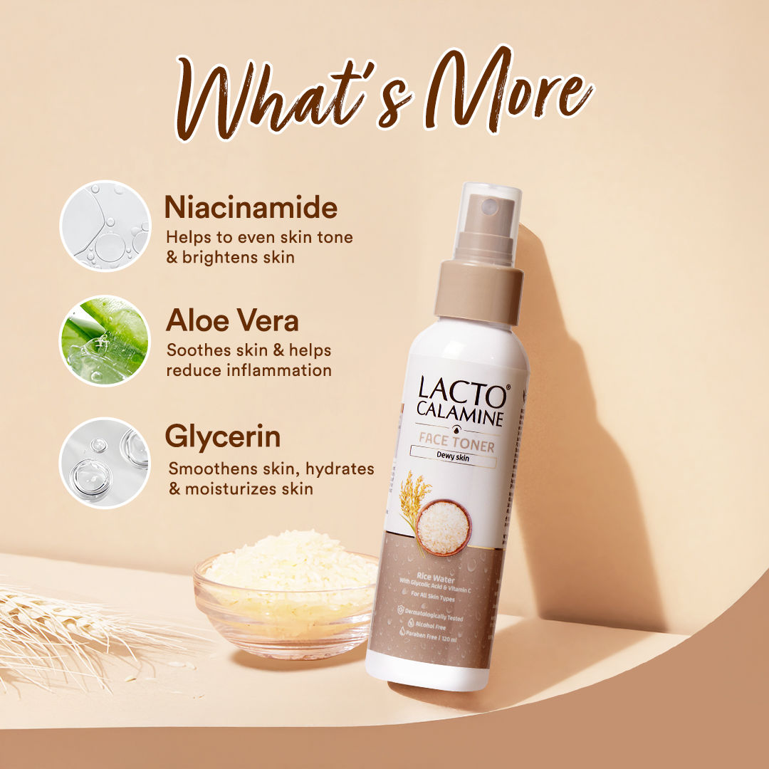 Lacto Calamine Rice Toner-Korean Glass Skin+ Smoothening Glow- Vitamin C, Glycolic Acid, Niacinamide