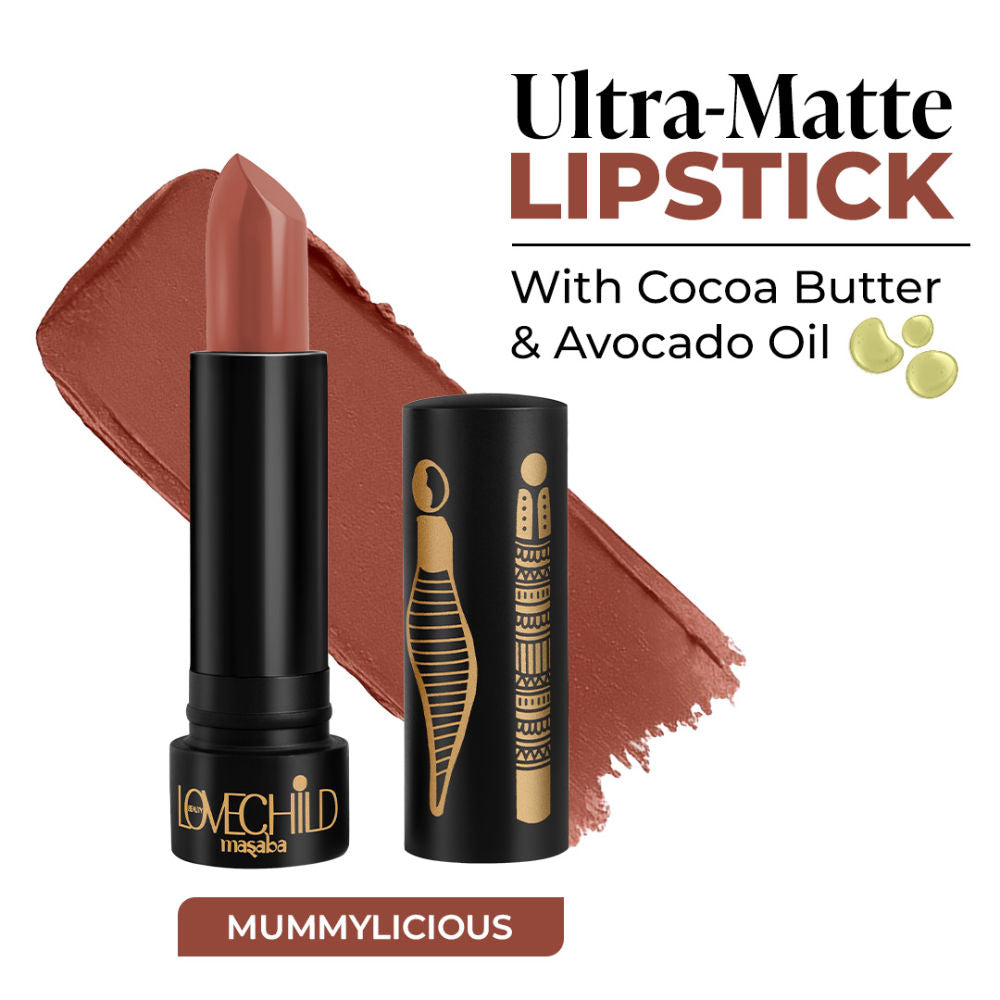 LoveChild Masaba Bare Browns Ultra Matte Transfer-proof Lipstick, Enriched with Avocado Oil & Vitamin E
