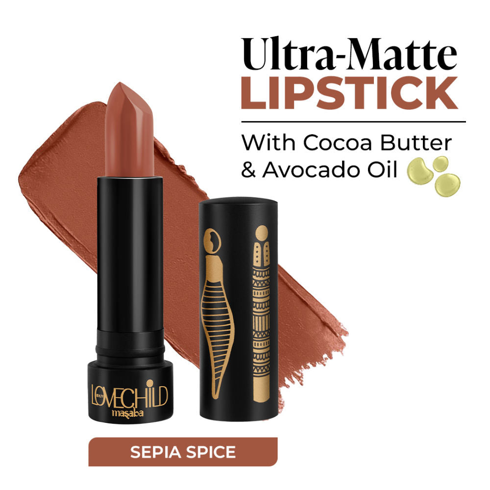 LoveChild Masaba Bare Browns Ultra Matte Transfer-proof Lipstick, Enriched with Avocado Oil & Vitamin E