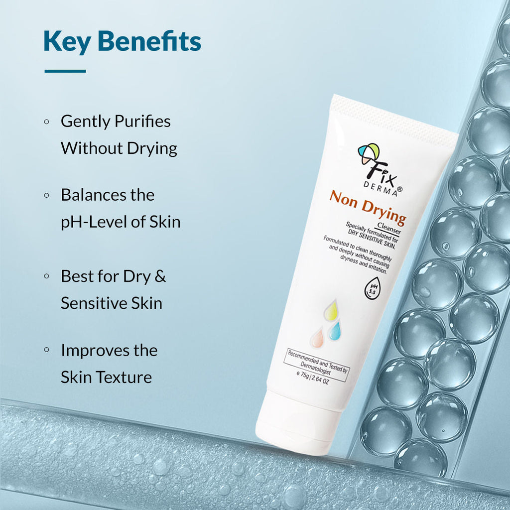 Fixderma Non Drying Cleanser, soap-free & pH Balanced, Pore-Refining, Non-irritating cleanser