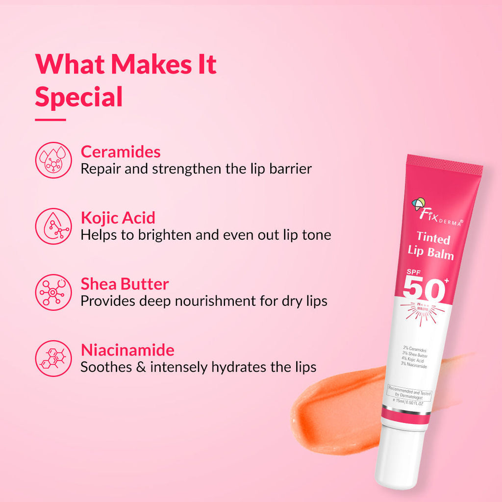 Fixderma 4% Kojic Acid Tinted Lip Balm SPF 50+