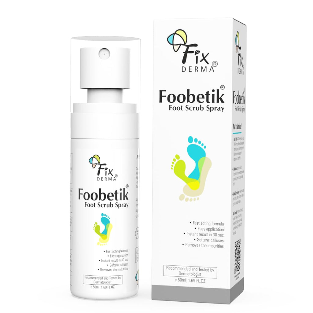 Fixderma Foobetik Foot Scrub Spray with 5% Lactic Acid & Shea Butter for Smooth Heels