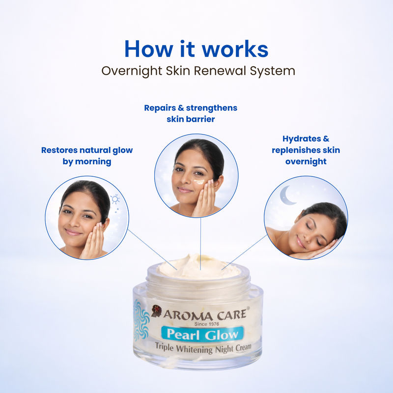 Aroma Care Pearl Glow Triple Whitening & Anti-Ageing Night Cream for All Skin Types