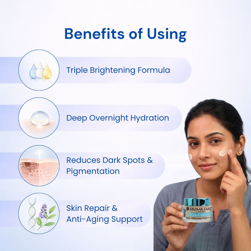 Aroma Care Pearl Glow Triple Whitening & Anti-Ageing Night Cream for All Skin Types