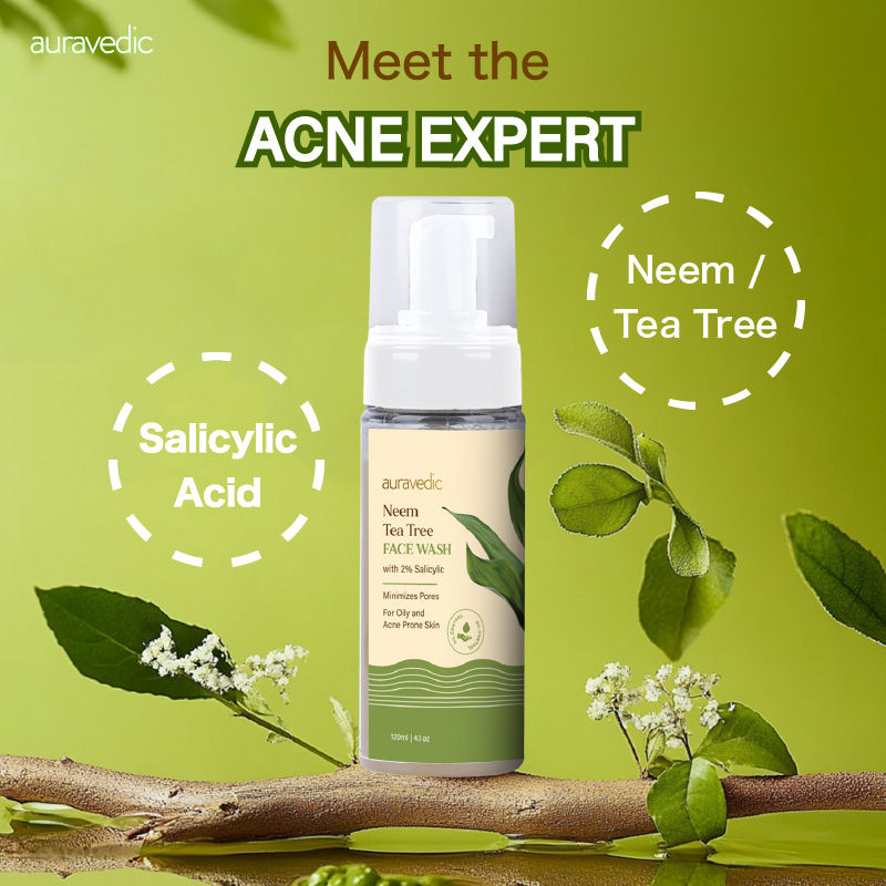 Auravedic Neem & Tea Tree Face Wash For Oily And Acne Prone Skin Tea Tree Oil Salicylic Face Wash