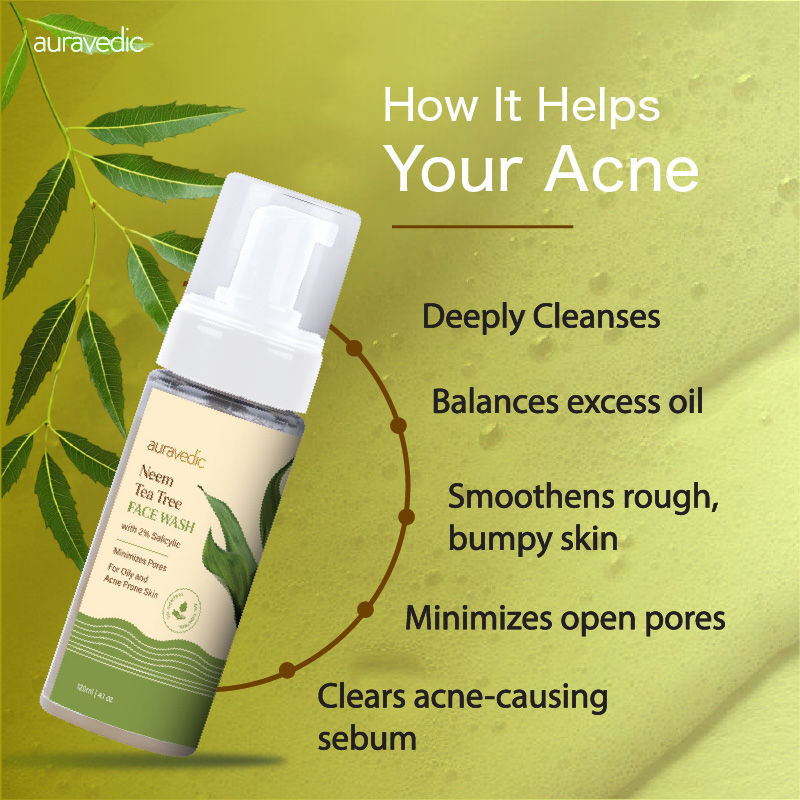 Auravedic Neem & Tea Tree Face Wash For Oily And Acne Prone Skin Tea Tree Oil Salicylic Face Wash