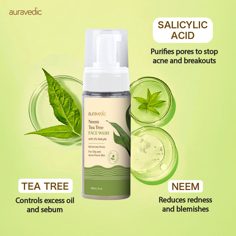 Auravedic Neem & Tea Tree Face Wash For Oily And Acne Prone Skin Tea Tree Oil Salicylic Face Wash