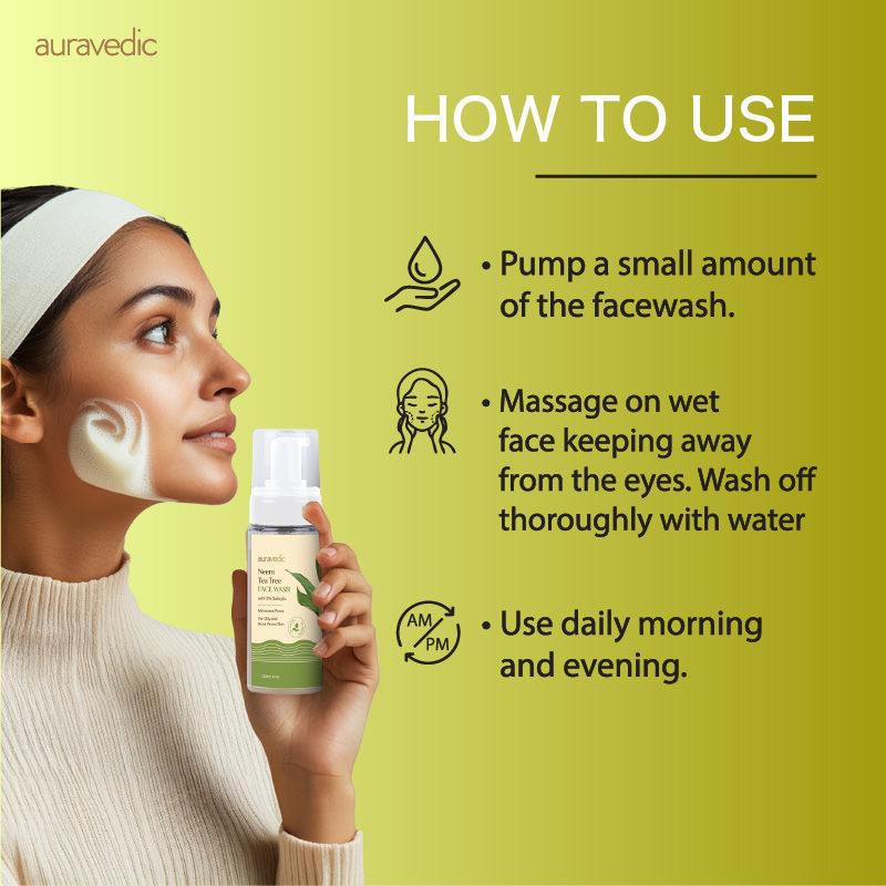 Auravedic Neem & Tea Tree Face Wash For Oily And Acne Prone Skin Tea Tree Oil Salicylic Face Wash
