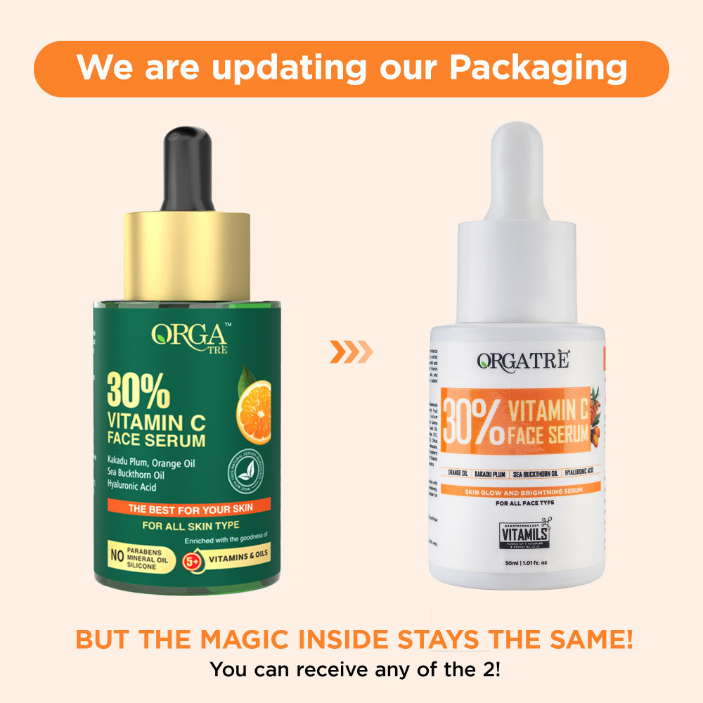 Orgatre 30% Vitamin C Face Serum With Hyaluronic Acid – Skin Glowing & Brightening Serum