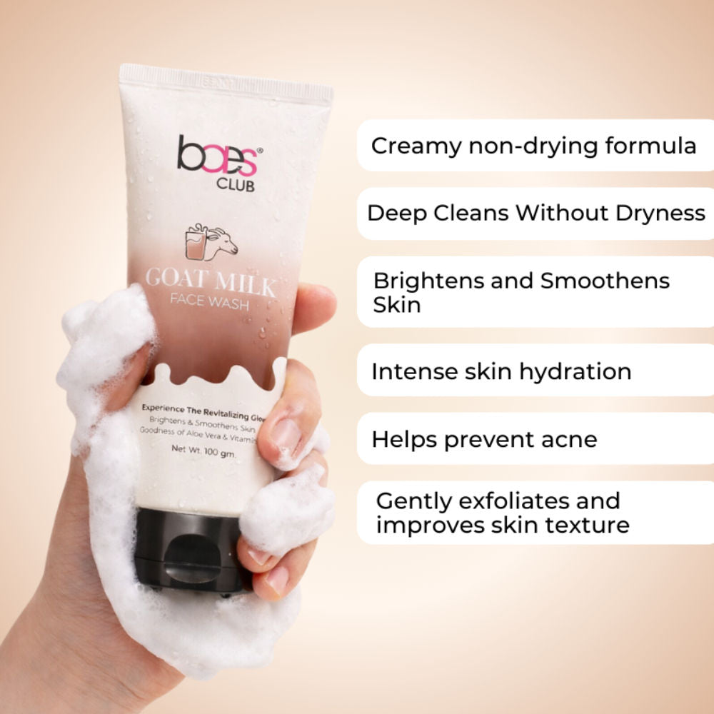 Baes Club Goat Milk Face Wash With Vitamin E & Aloe Vera For Brightening And Smoothening, Unisex