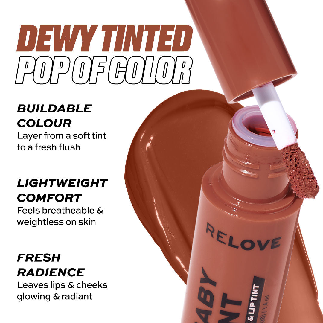 Makeup Revolution Relove Baby Lip & Cheek Tint - Long Lasting - Soft & Glowy Finish