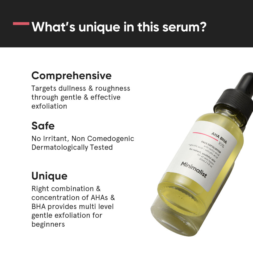 Minimalist 10% AHA BHA Exfoliator With Hyaluronic Acid For Even Tone & Texture