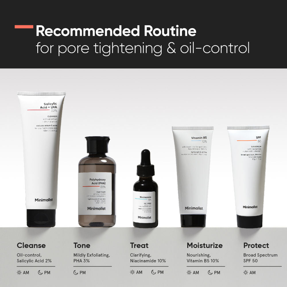 Minimalist 3% Polyhydroxy PHA Face Toner With Multi Biotics For Minimizing Pore Size & Hydrating Skin