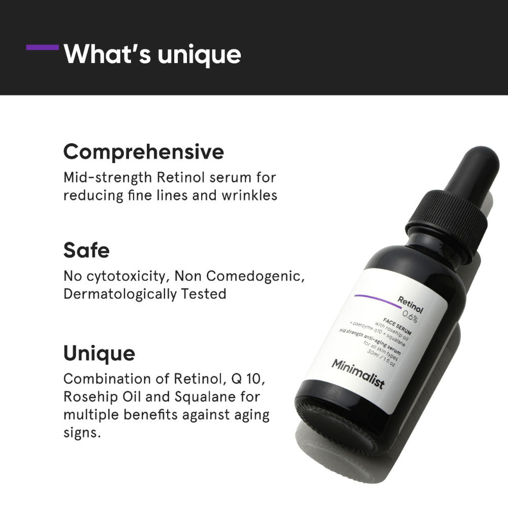 Minimalist Retinol 0.6% Anti Aging Mid-Strength Formula For Fine Lines & Wrinkles