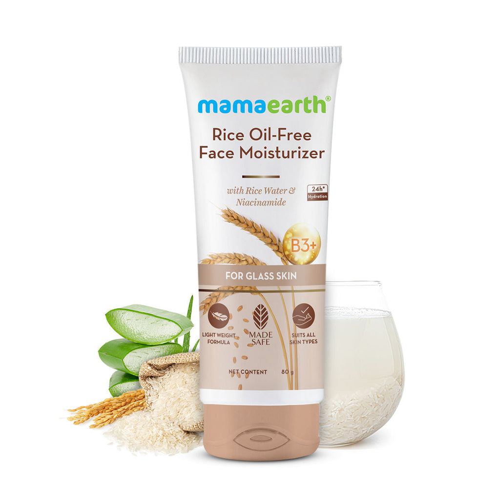 Mamaearth Rice Oil-Free Face Moisturizer With Rice Water & Niacinamide For Glass Skin