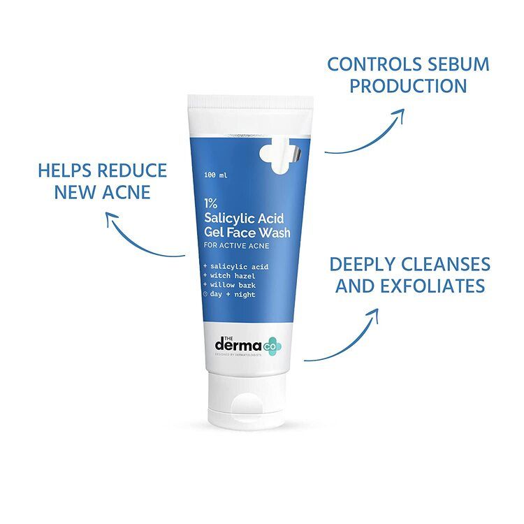 The Derma Co 1% Salicylic Acid Face Wash for Active Acne with Salicylic Acid & Witch Hazel