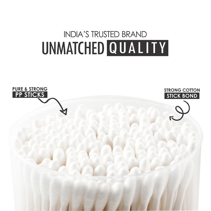 Tulips Premium Paper Stick Pure & Soft Cotton Ear Buds/ Swabs Jar (100 Sticks / 200 Tips)