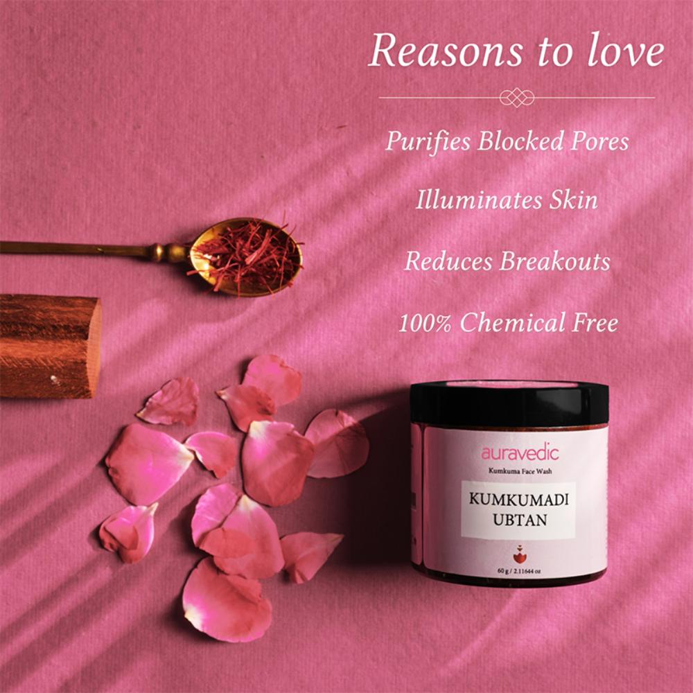 Auravedic Kumkumadi Tailam Ubtan Face Wash For Glowing Skin Kumkumadi Oil Ubtan Powder Face Pack