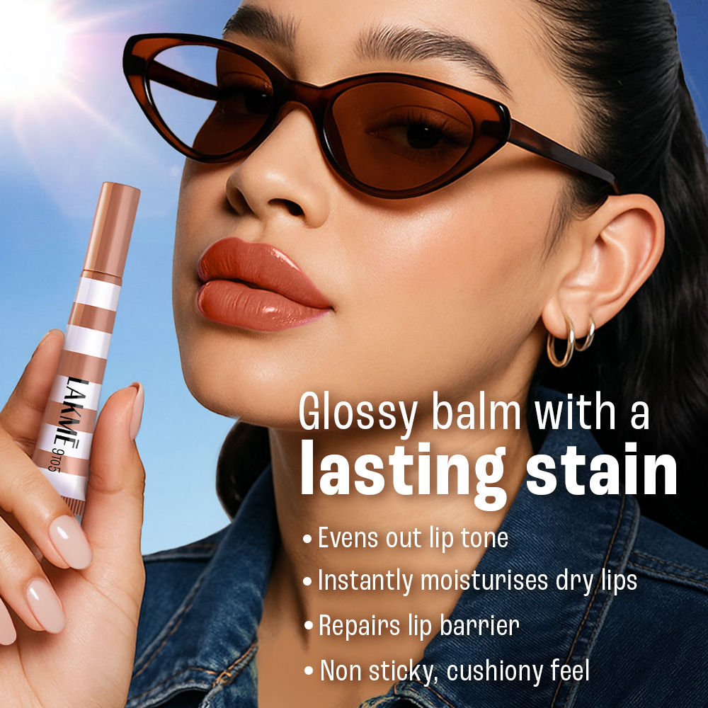 Lakme 9to5 Hya Beach Edit Lip Gloss Stain, Hydrating, Lasting Tint, SPF 15