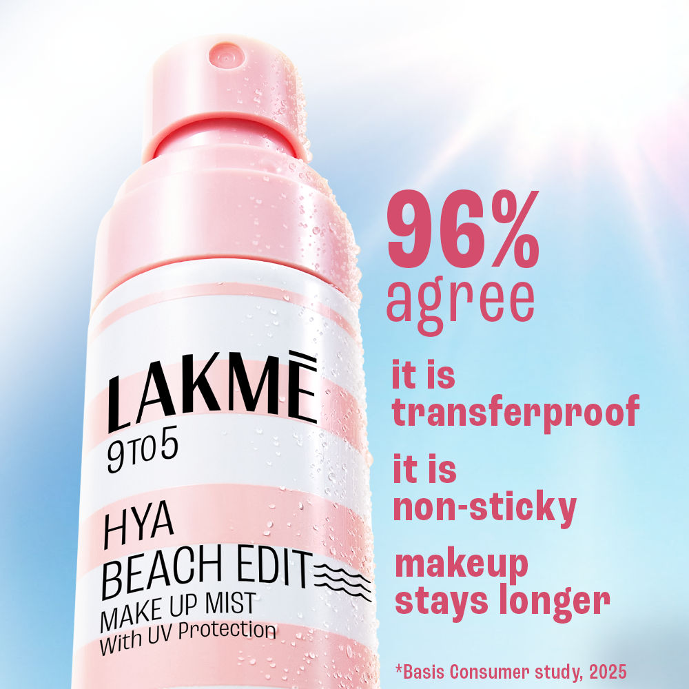 Lakme Hya Beach Edit Makeup Mist with UV Protection, Infused with Hyaluronic Acid, Long lasting