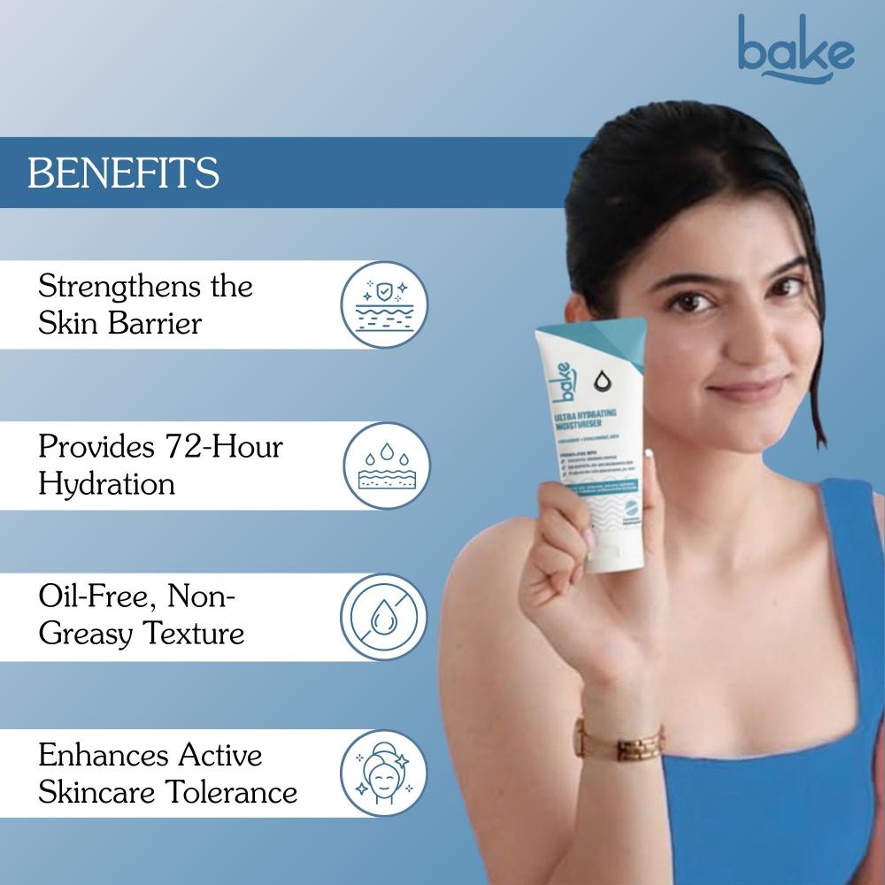 BAKE Ultra Hydrating Face Moisturizer with 3 Essential Ceramides for Barrier Repair-72H Hydration