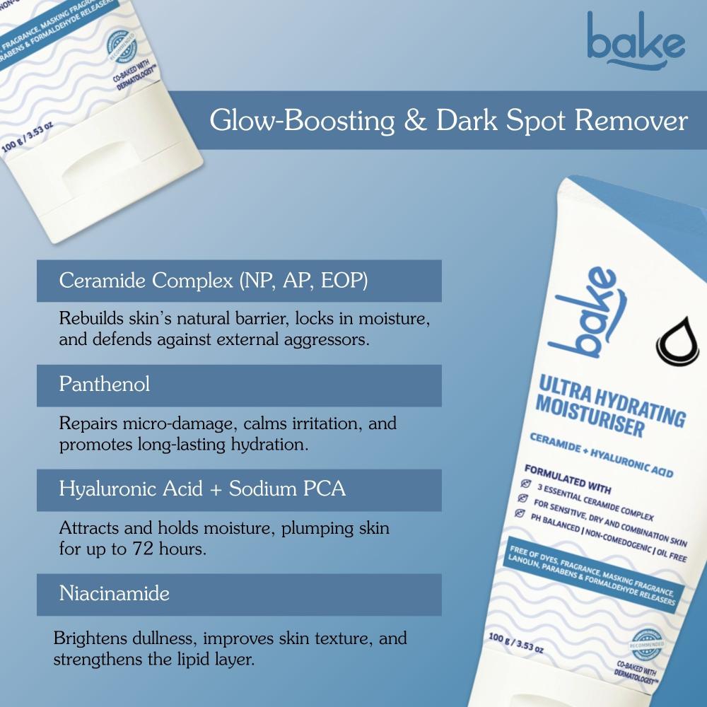 BAKE Ultra Hydrating Face Moisturizer with 3 Essential Ceramides for Barrier Repair-72H Hydration