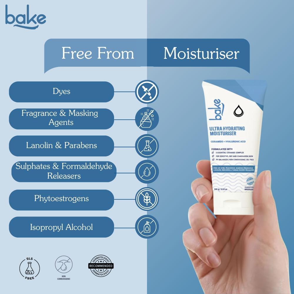 BAKE Ultra Hydrating Face Moisturizer with 3 Essential Ceramides for Barrier Repair-72H Hydration