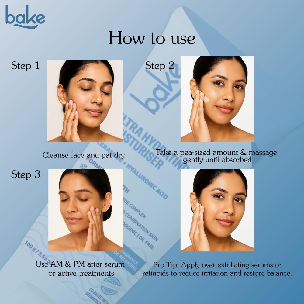 BAKE Ultra Hydrating Face Moisturizer with 3 Essential Ceramides for Barrier Repair-72H Hydration