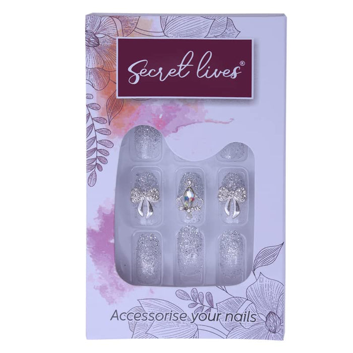 Secret Lives Silver Glitter 3D Crown Bow