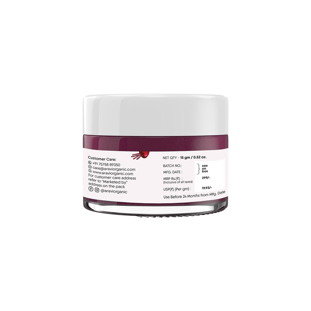 Aravi Organic Beetroot Lip Scrub For Dry, Dark Pigmented & Chapped Lips With Shea & Cocoa Butter