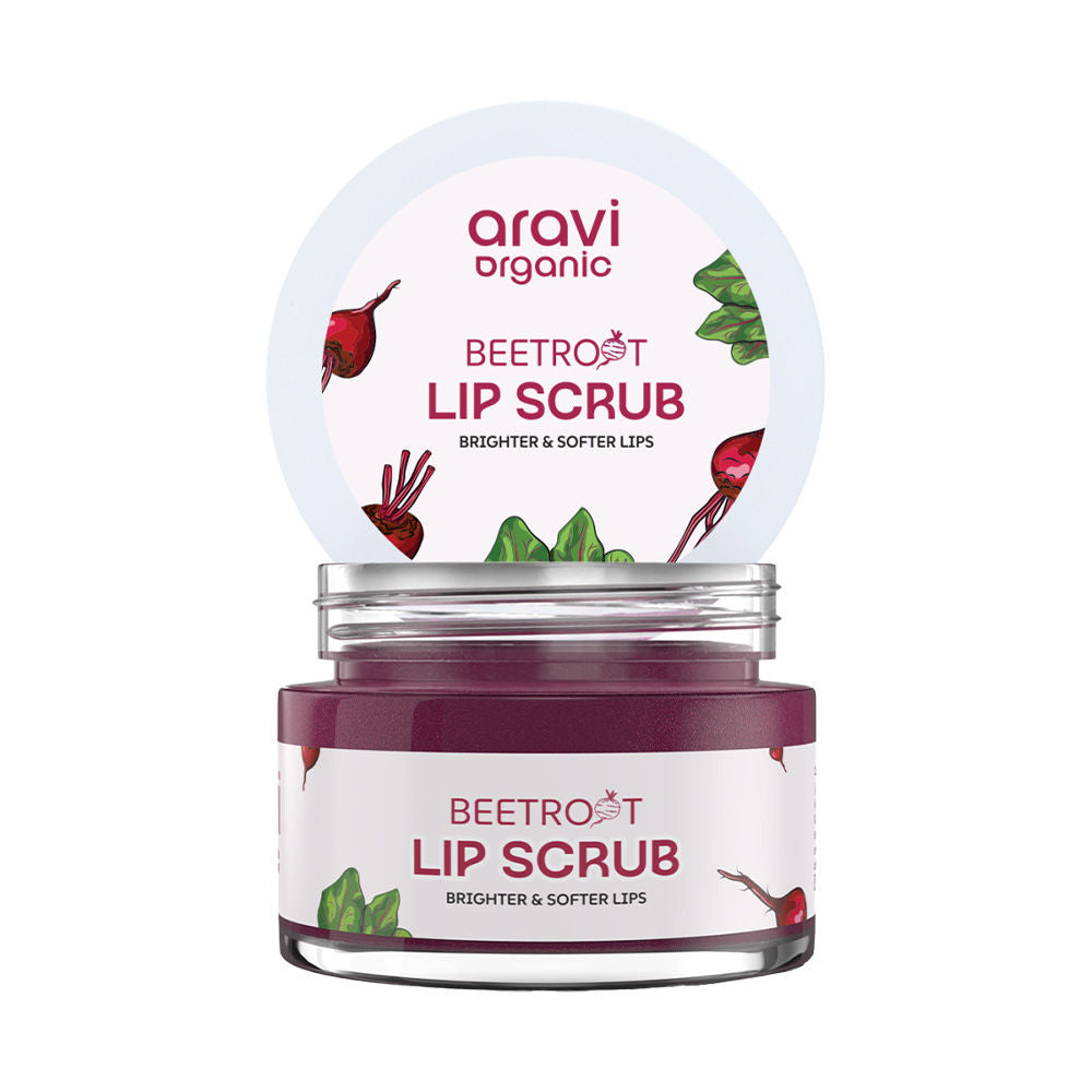 Aravi Organic Beetroot Lip Scrub For Dry, Dark Pigmented & Chapped Lips With Shea & Cocoa Butter