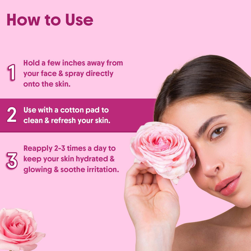 Aravi Organic 100% Pure Rose Water Face Toner Spray, Steam Distilled, For Skin & Hair, Gulab Jal