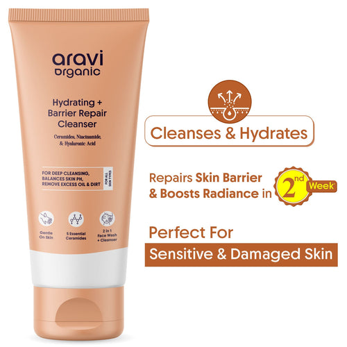 Aravi Organic Barrier Repair Cleanser, Ceramide & Niacinamide, For Oily, Dry & Acne Prone Skin