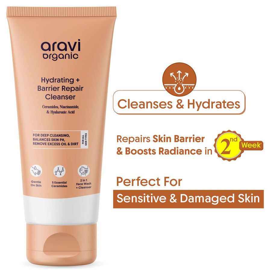 Aravi Organic Barrier Repair Cleanser, Ceramide & Niacinamide, For Oily, Dry & Acne Prone Skin