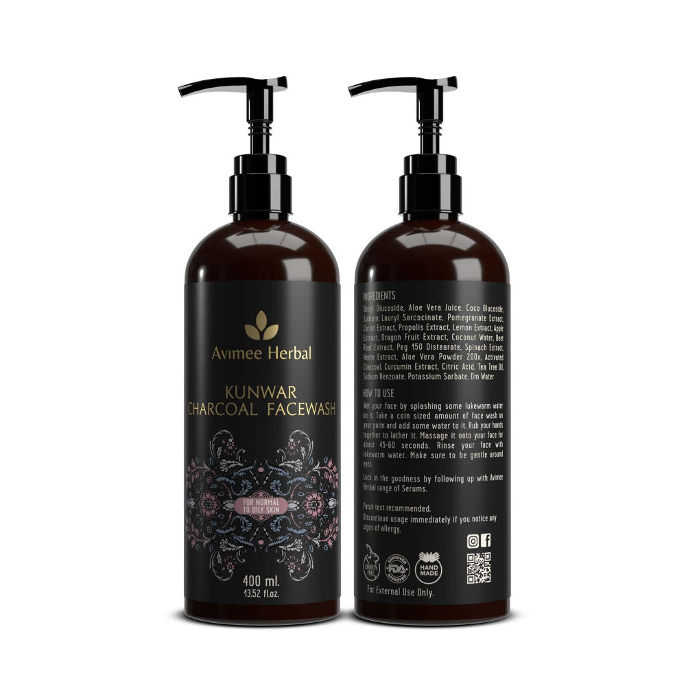 Avimee Herbal Kunwar Charcoal Facewash With Activated Charcoal