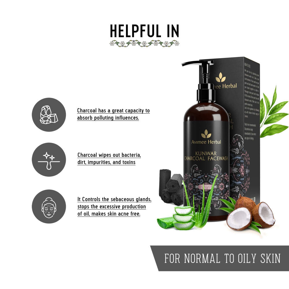 Avimee Herbal Kunwar Charcoal Facewash With Activated Charcoal