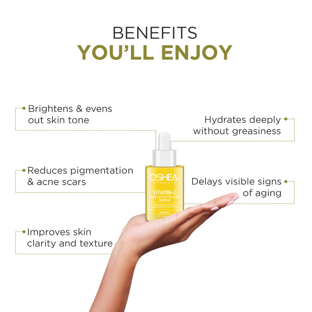 Oshea Herbals Vitamin C Brightening Face Serum With Grapefruit Extract, Reduces Pigmentation