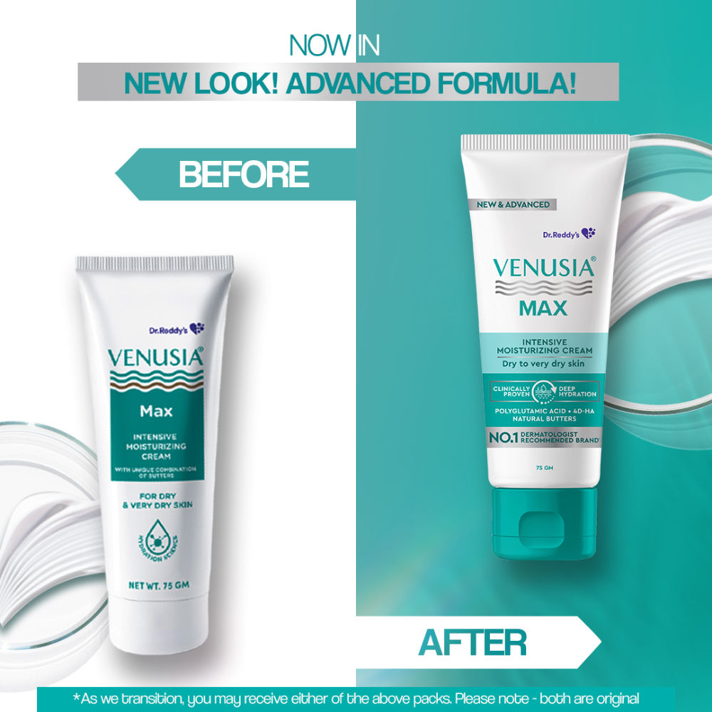 Venusia Max Intensive Moisturizing Cream Dry To Very Dry Skin With 4D Hyaluronic + Polyglutamic Acid