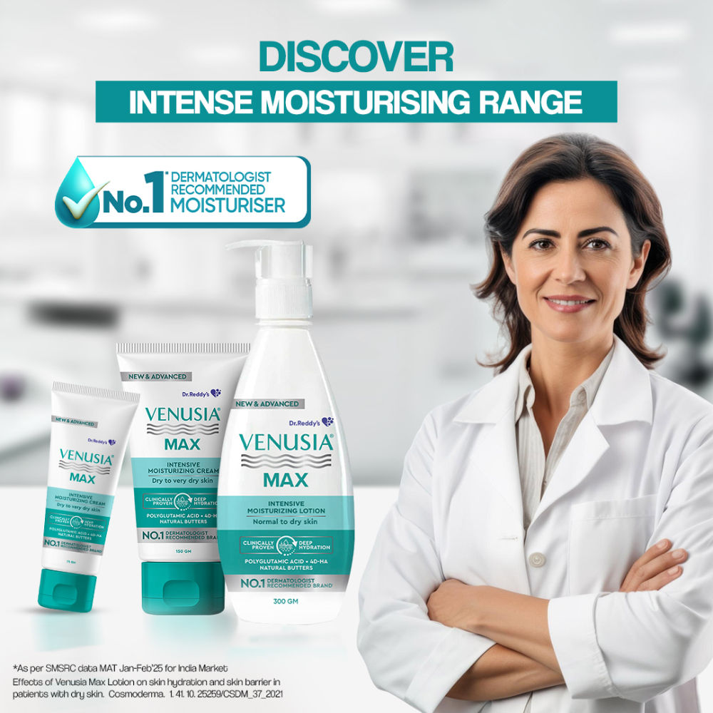 Venusia Max Intensive Moisturizing Cream Dry To Very Dry Skin With 4D Hyaluronic + Polyglutamic Acid