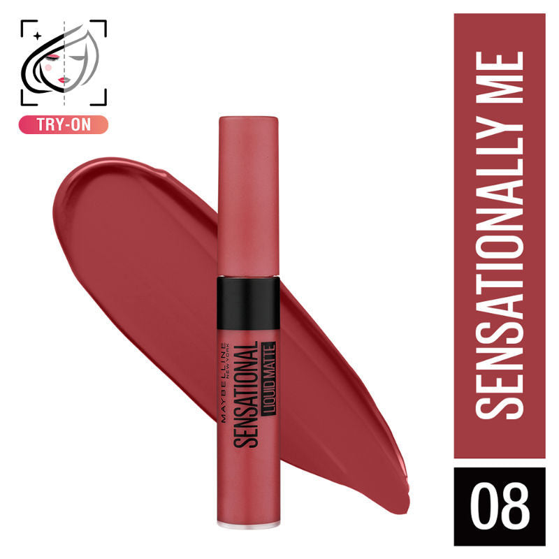 Maybelline New York Sensational Liquid Matte Lipstick, Long-lasting - 03 Flush It Red
