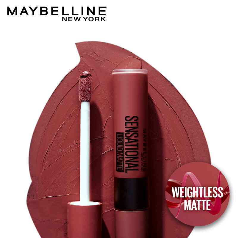 Maybelline New York Sensational Liquid Matte Lipstick, Long-lasting - 03 Flush It Red