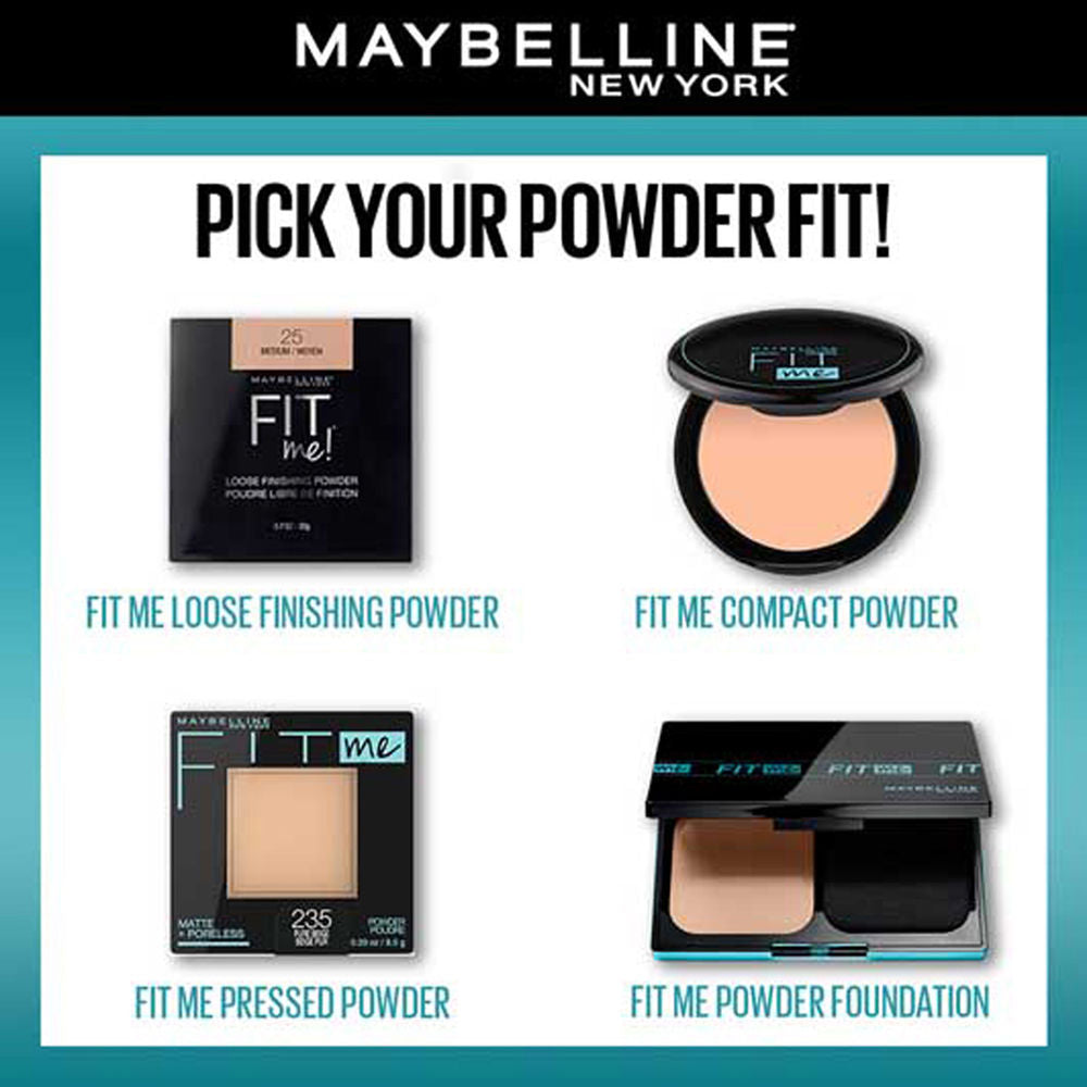 Maybelline New York Fit Me Matte + Poreless 16H Oil Control Compact Powder - 310 Sun Beige