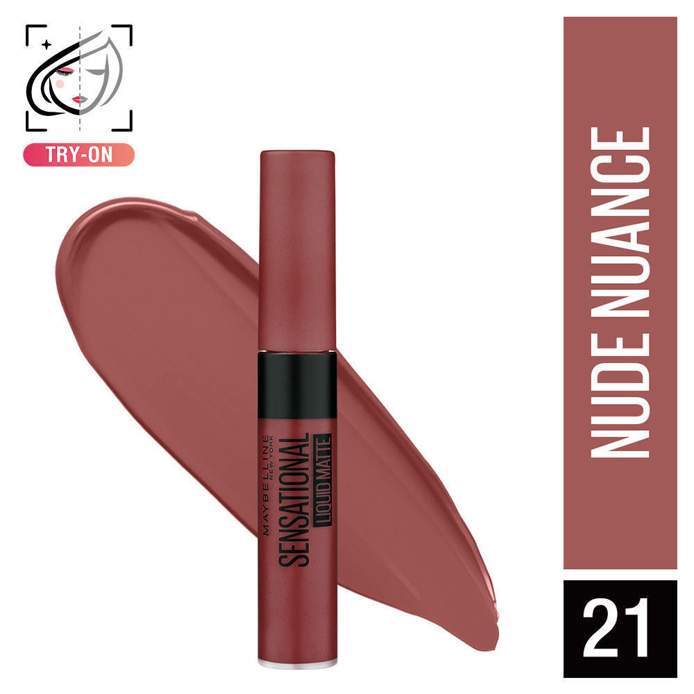 Maybelline New York Sensational Liquid Matte Lipstick, Long-lasting - 03 Flush It Red