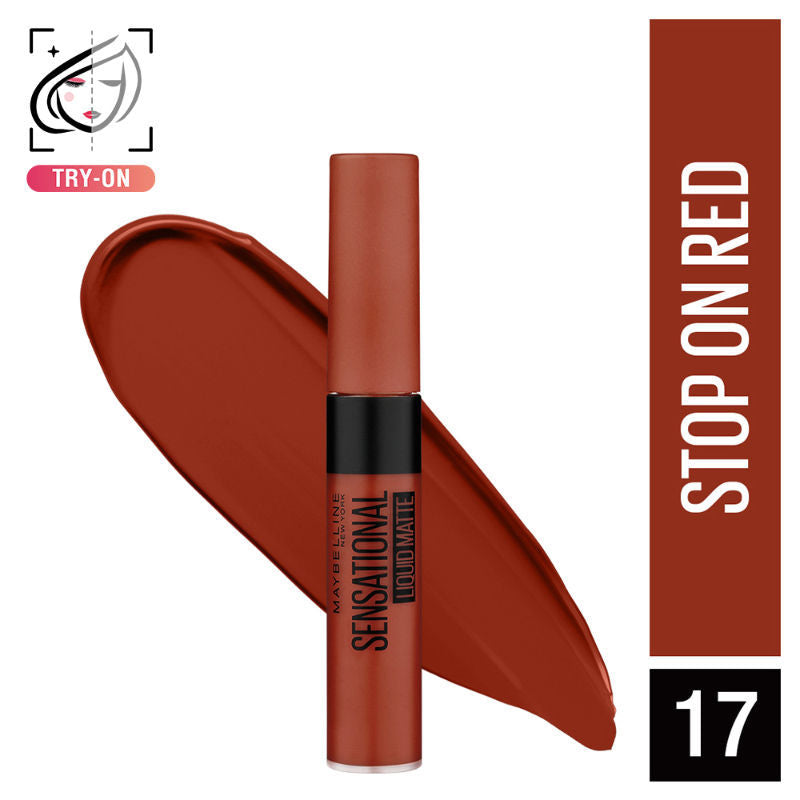 Maybelline New York Sensational Liquid Matte Lipstick, Long-lasting - 03 Flush It Red